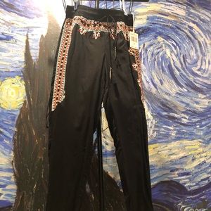 Green Dragon embroidered pants